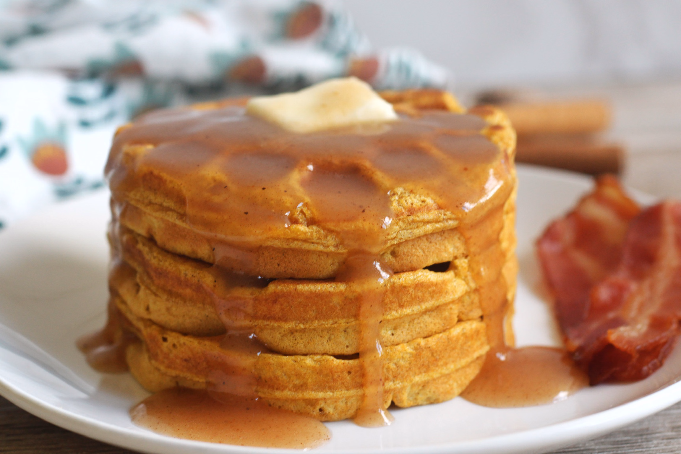 Pumpkin Waffles with Nutmeg Syrup