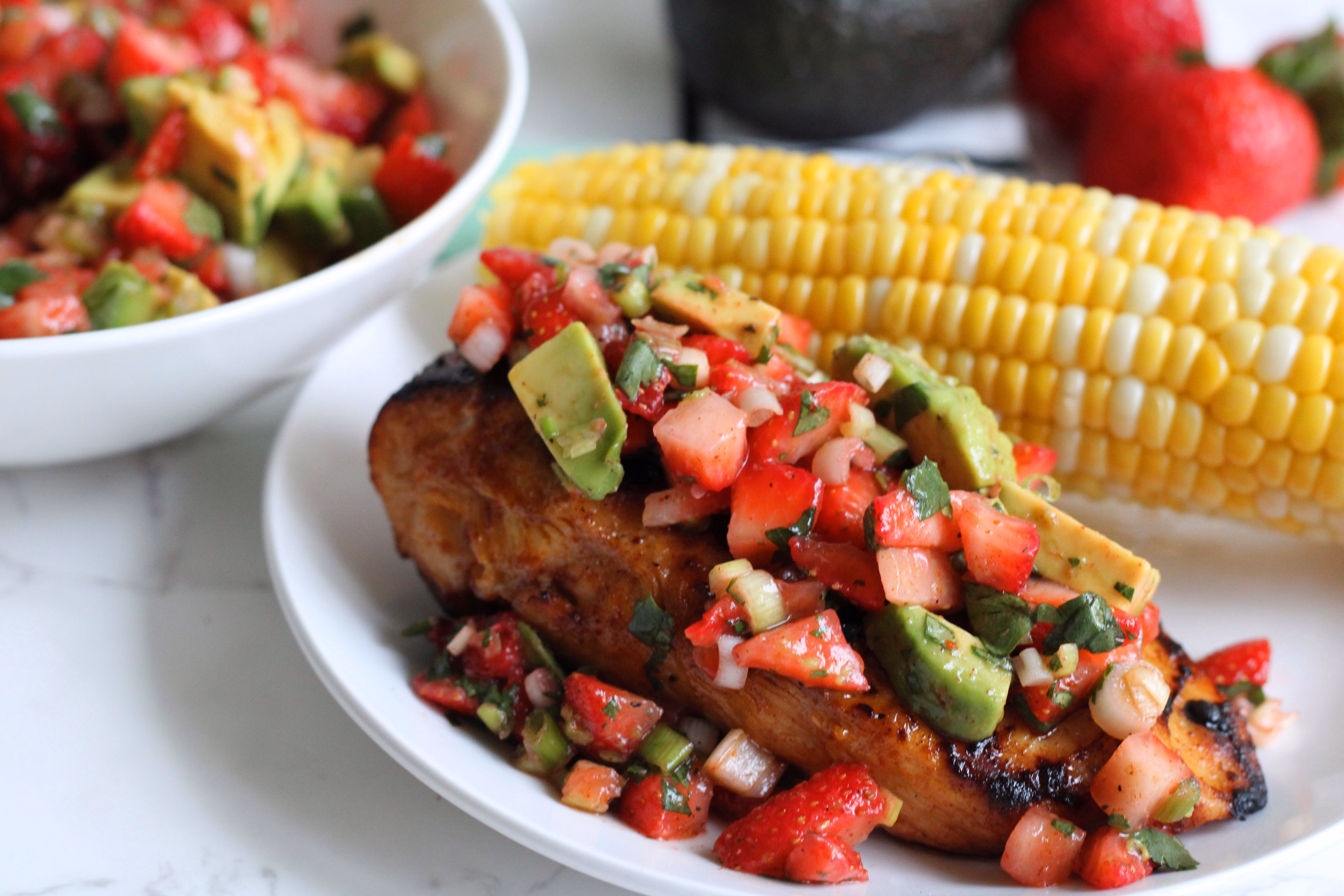 Grilled Chicken with Strawberry Avocado Salsa