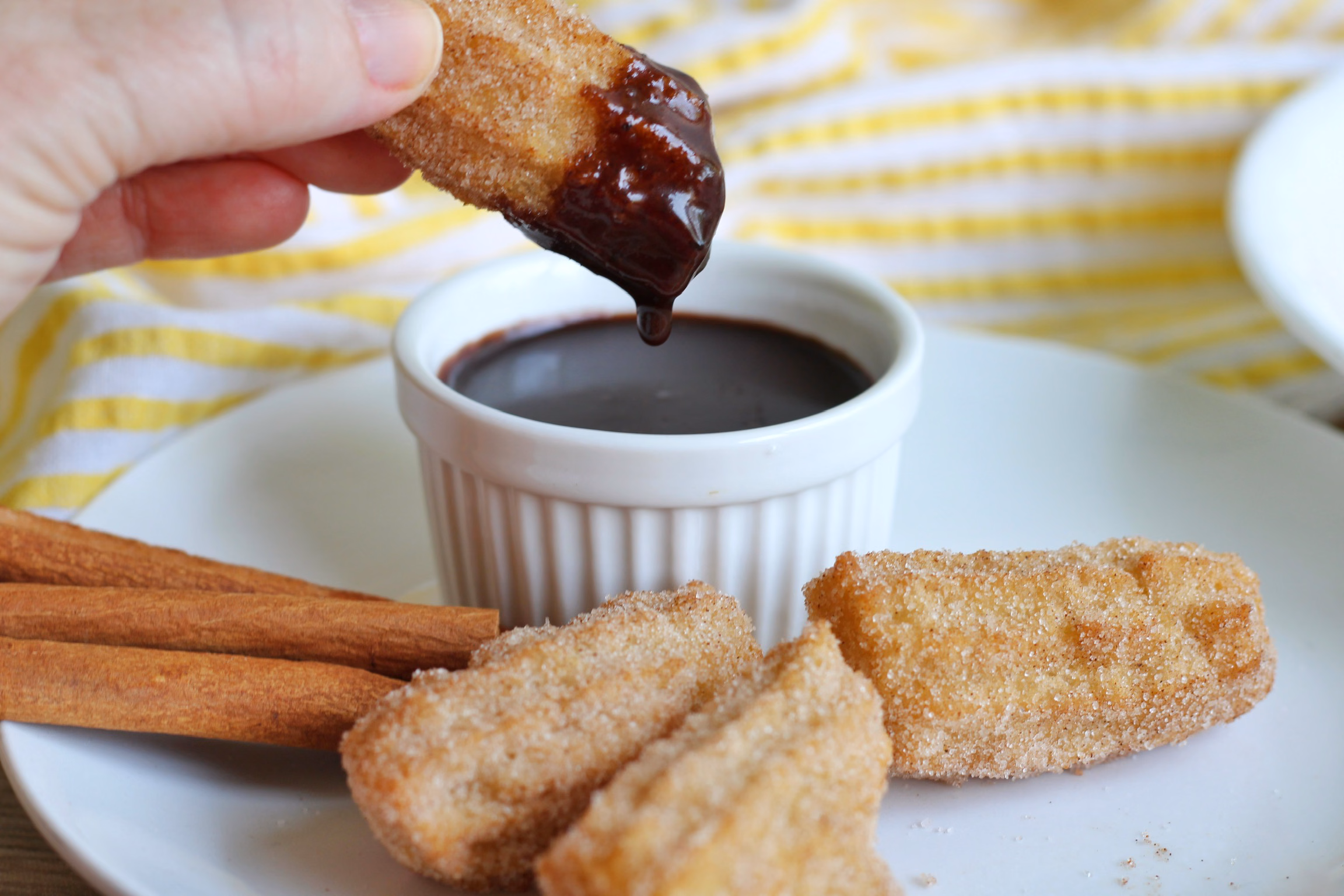 Churro Bites with Chocolate Caramel Sauce